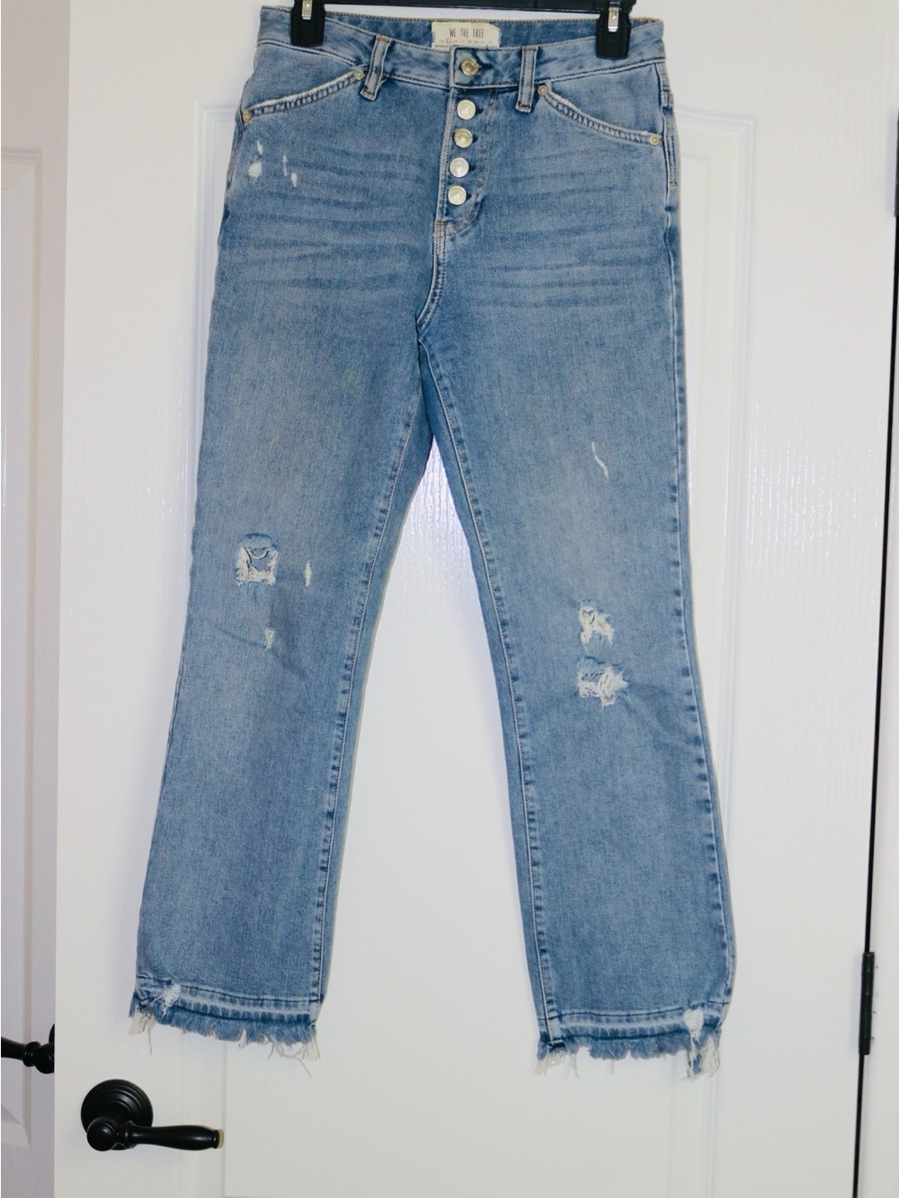 Free People, We The Free, Dylan High Rise Distressed Cropped Jeans, Size 25